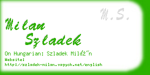 milan szladek business card